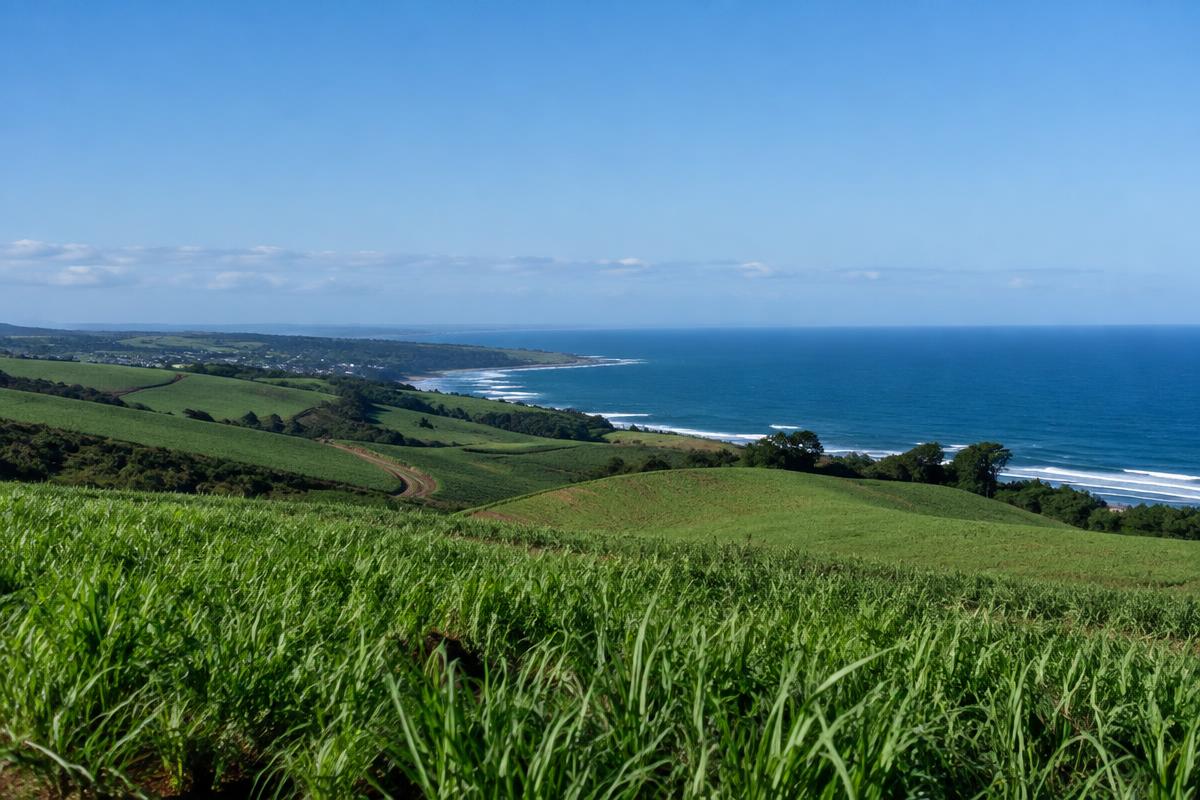 Sugar cane hills above the sea near Ballito