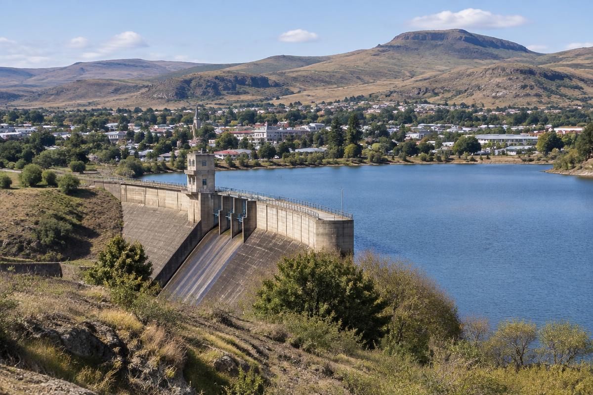 Loch Athlone dam and hills at Bethlehem