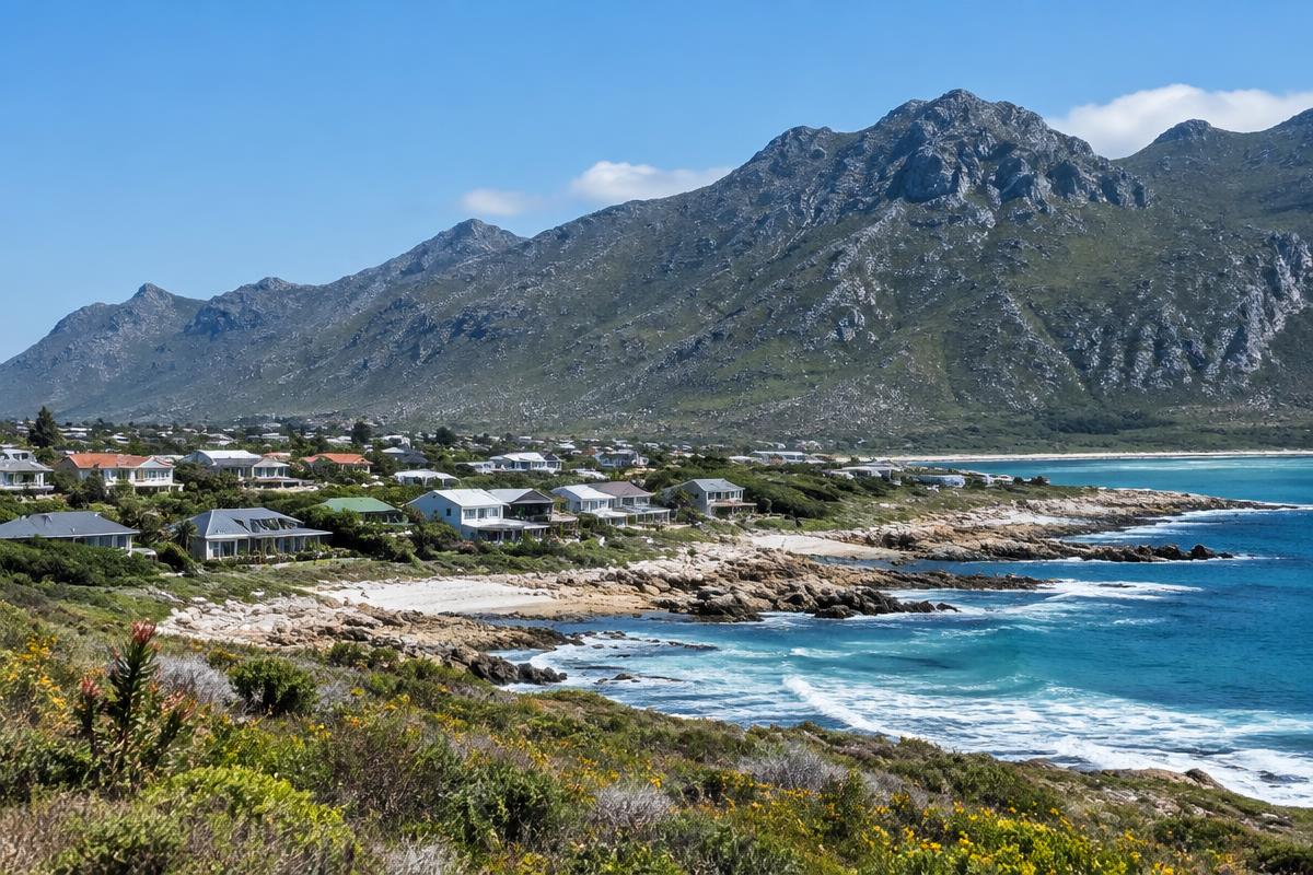 Betty's Bay coastline and fynbos mountains
