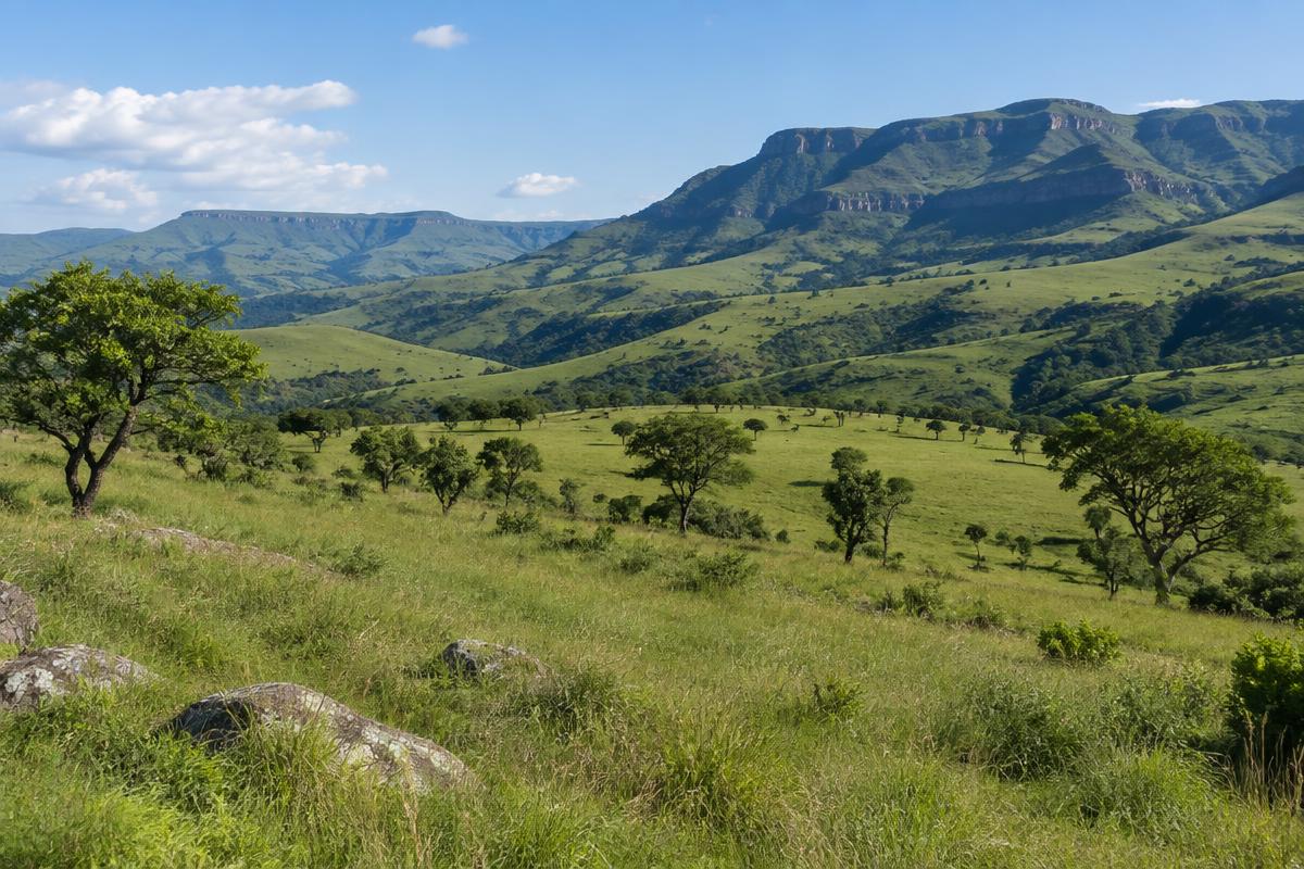 Green Amathole foothills and grassland near Bhisho