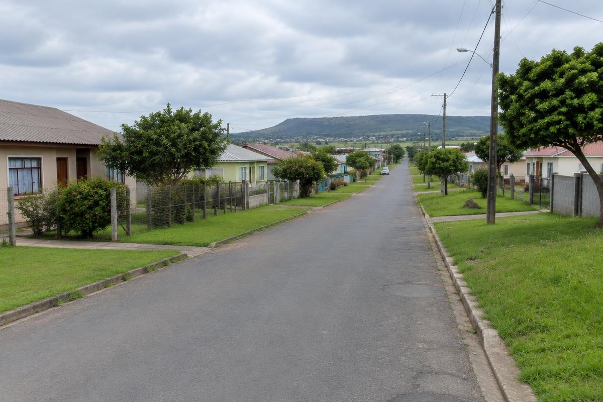Quiet residential street with modest homes in Bhisho