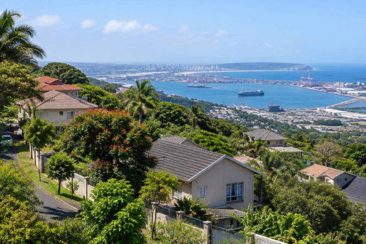 Leafy Berea suburb homes above Durban harbour