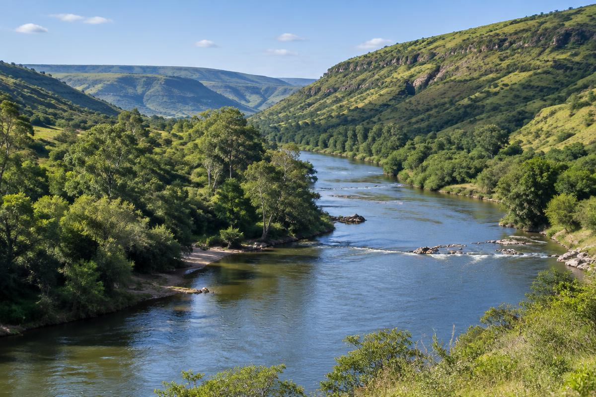 Buffalo River and green hills near King William's Town