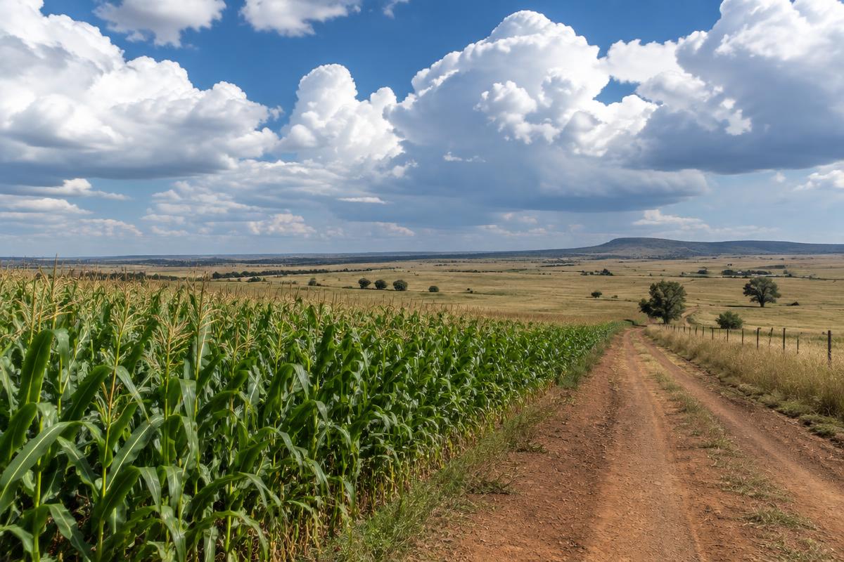 Maize fields and open grassland outside Klerksdorp