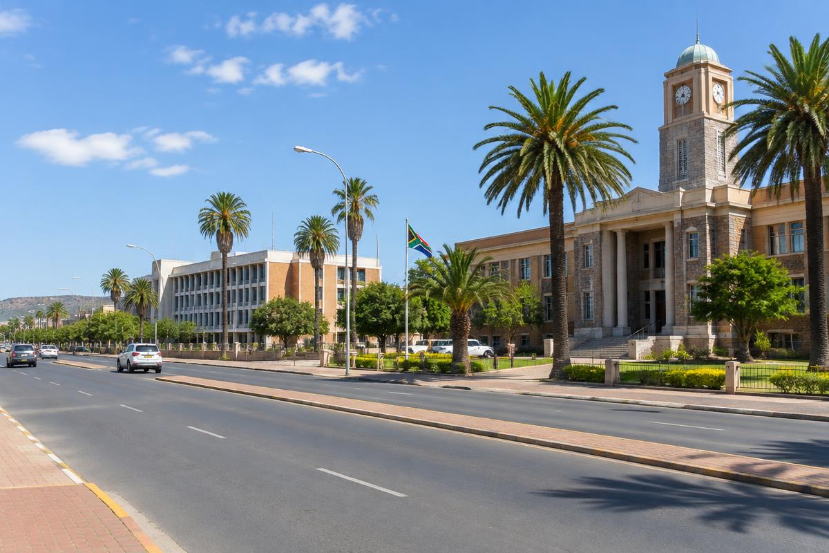Government buildings and streets in Mahikeng