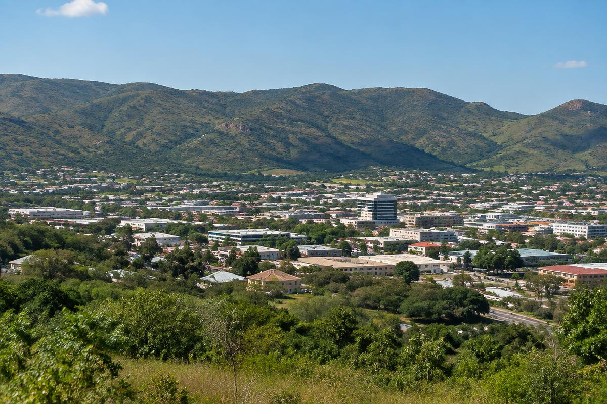 Mbombela town among the green lowveld hills