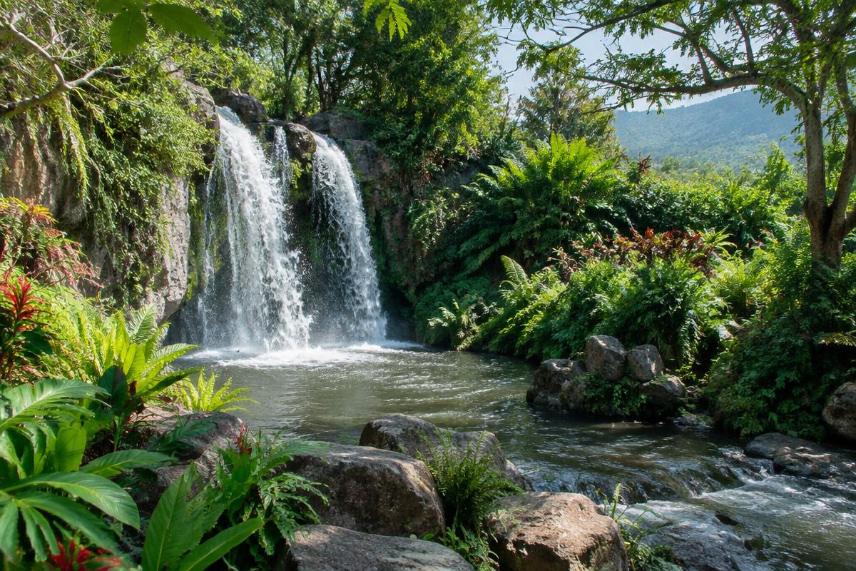 Waterfall and subtropical gardens near Mbombela