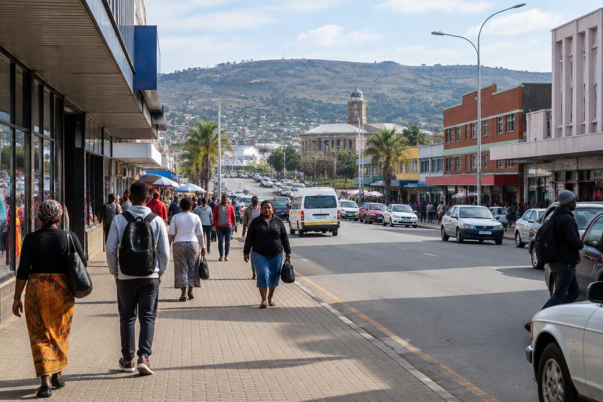 Busy street scene in central Mthatha Eastern Cape