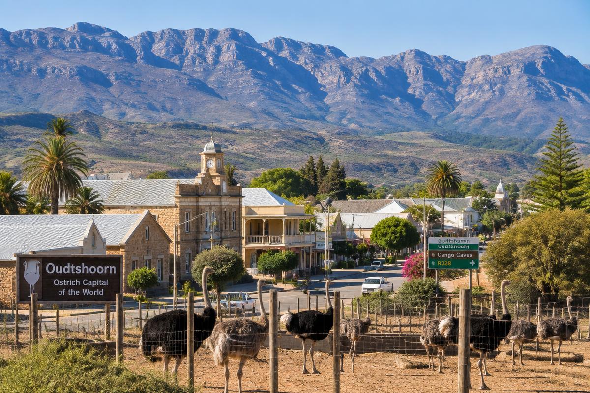 Ostriches on a farm near Oudtshoorn