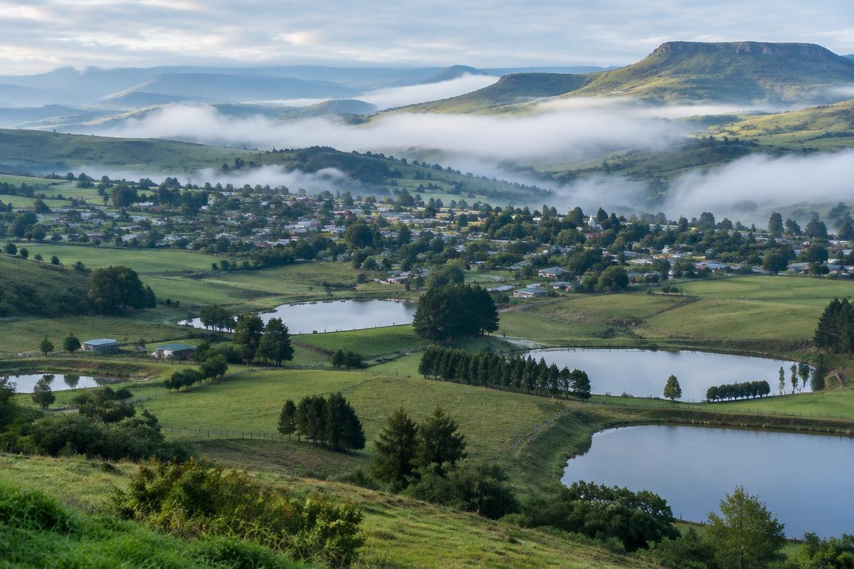 Green Midlands hills surrounding Pietermaritzburg