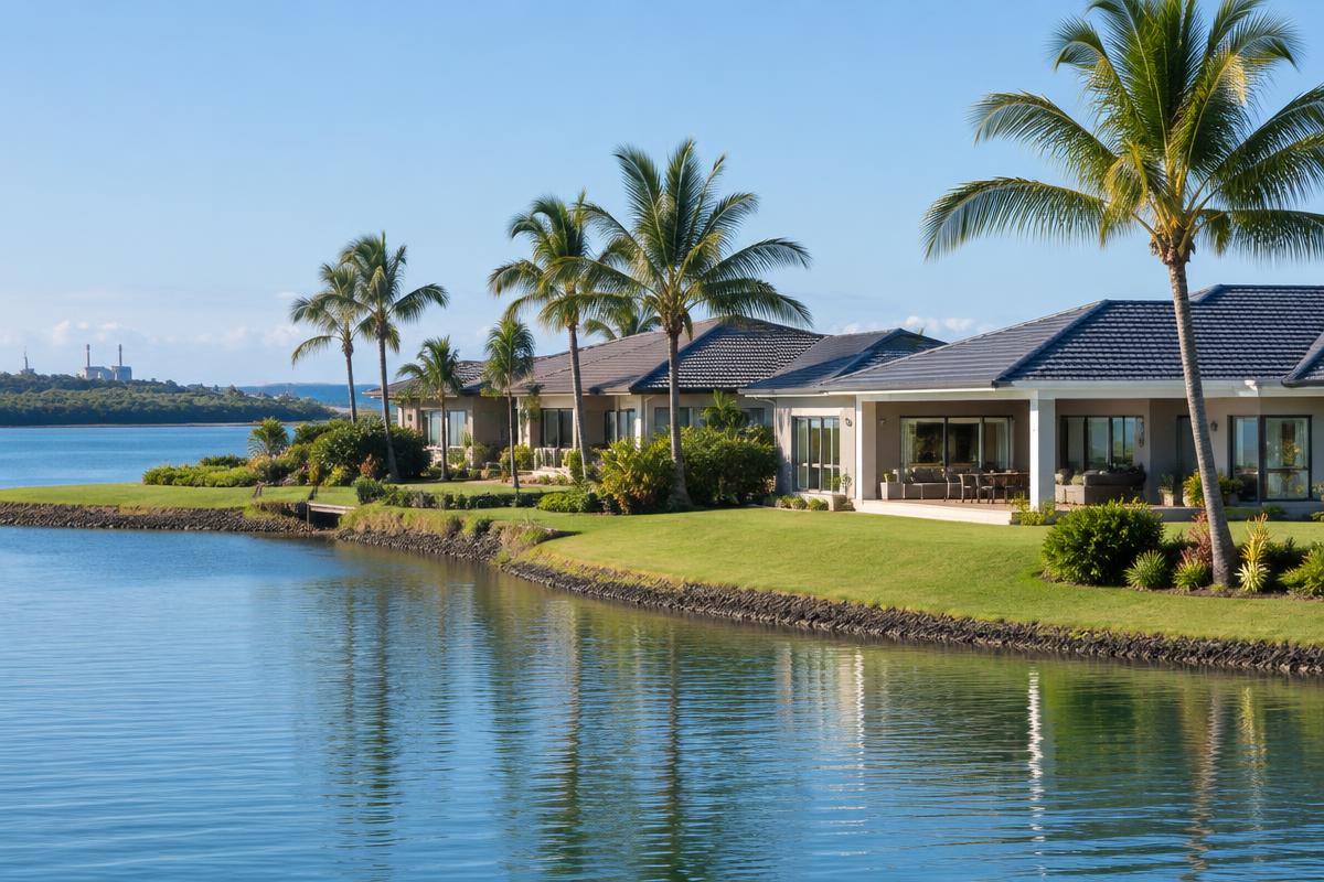Modern suburban homes near the lagoon at Richards Bay