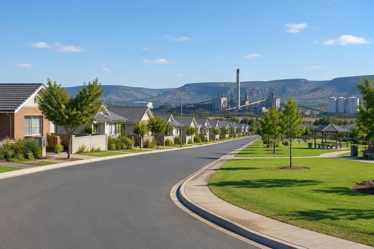 Suburban homes and parks in the planned town of Sasolburg