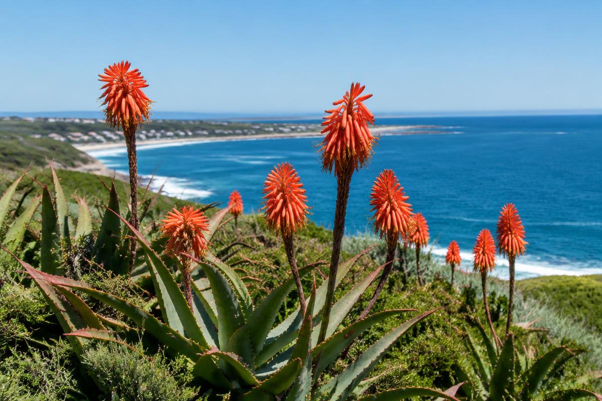 Aloes flowering above the sea at Still Bay