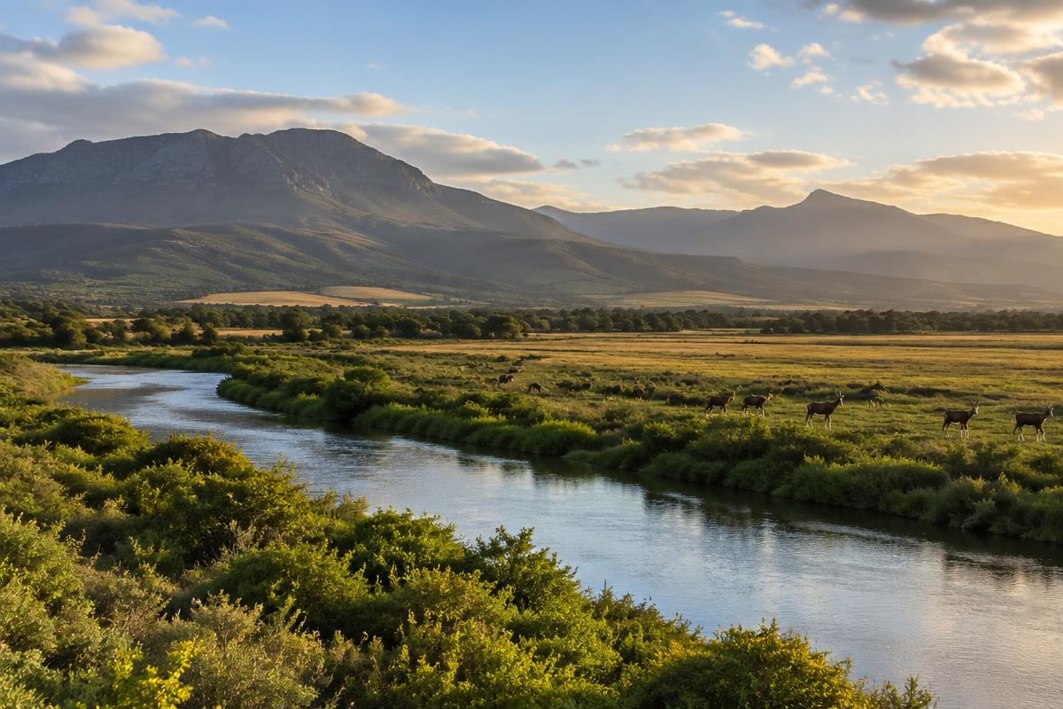 Country road and wheat fields near Swellendam