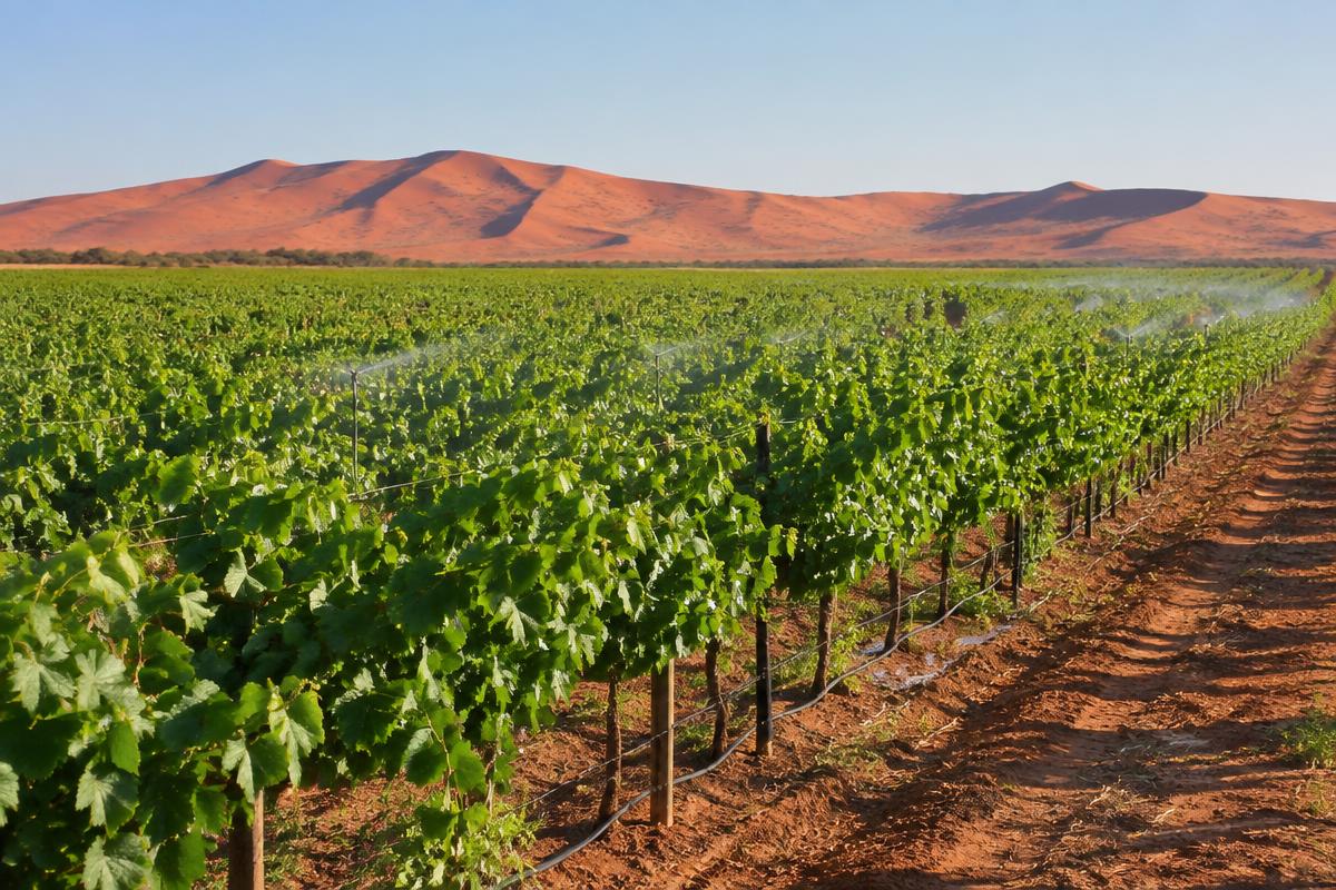 Irrigated table grape vineyards near Upington