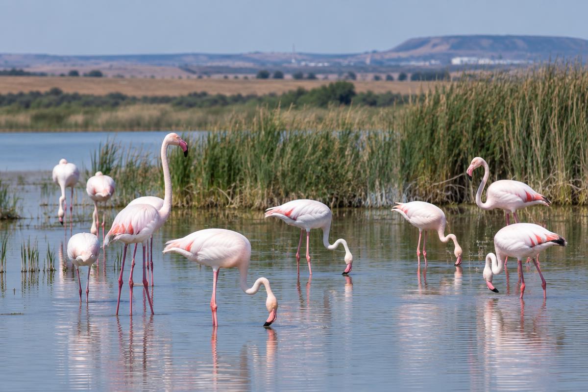 Flamingos on a lake at Welkom Free State