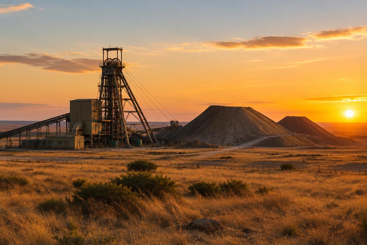 Free State goldfields mine headgear on the highveld